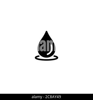 Black water drop, drip or droplet. Watering pictogram. Rain, raindrop icon Isolated on white. wash icon. Vector illustration. Aqua, dew, splash sign. Stock Vector