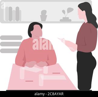 Colleagues discussig business figures at the office Stock Vector