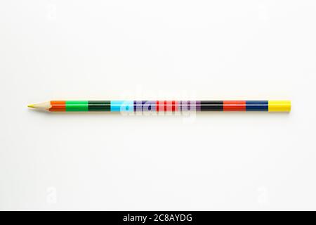 multicolored pencil on white surface Stock Photo