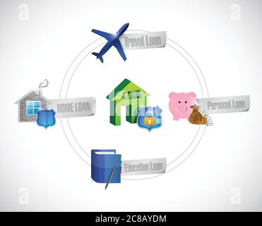 Bank loans diagram illustration design over a white background Stock Vector