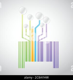 Black circuit electronic barcode illustration design over a white ...