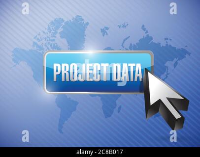 Project data button cloud currency concept illustration design over a blue background Stock Vector