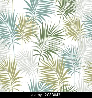 Seamless pattern with Palm Branches of different green tints. Summer vector illustration. Stock Vector