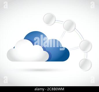 Cloud computing and connection link diagram over a white background Stock Vector