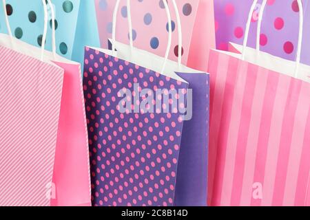 dotted and striped shopping bags close up Stock Photo
