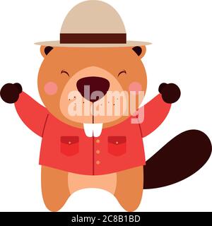 Cute beaver cartoon Stock Vector