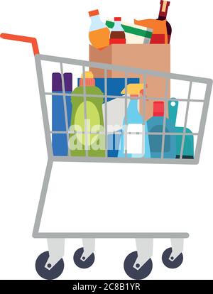 Grocery shopping cart icon Stock Vector