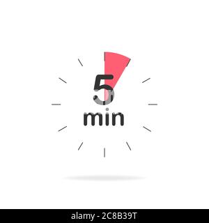 5 minutes timer. Stopwatch symbol in flat style. Isolated vector illustration. Stock Vector