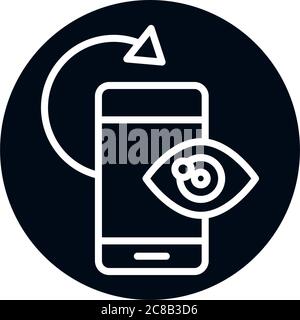 360 degree smartphone optical rotation block and line style icon design vector illustration Stock Vector