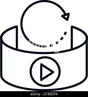 360 degree view, virtual reality, rotation arrows linear style icon design vector illustration Stock Vector