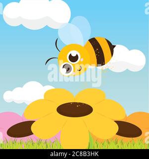 Cute bee cartoon Stock Vector