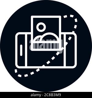 360 degree view smartphone photo block and line style icon design vector illustration Stock Vector