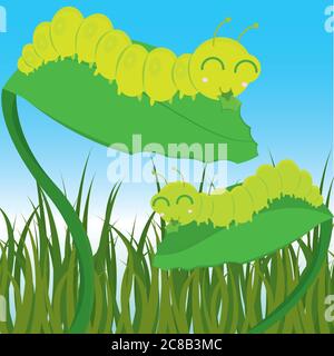 Cute worm cartoon Stock Vector