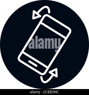 360 degree view smartphone block and line style icon design vector illustration Stock Vector