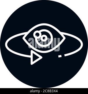 360 degree eye vision virtual reality block and line style icon design vector illustration Stock Vector