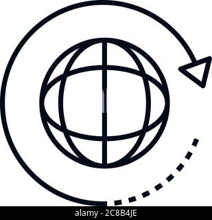 360 degree earth globe virtual rotation linear style icon design vector illustration Stock Vector