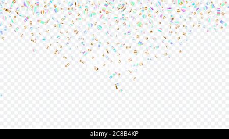 Colorful sparkles that fall from above, on transparent background Stock Vector