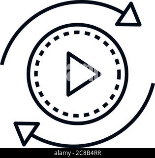 360 degree panoramic video button linear style icon design vector illustration Stock Vector
