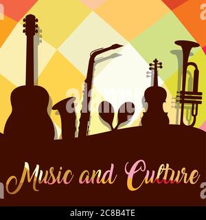 Silhouette of a musical instruments Stock Vector