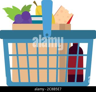 Grocery shopping basket icon Stock Vector