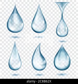 Set of translucent drops in gray colors, isolated on transparent background. Transparency only in vector format Stock Vector