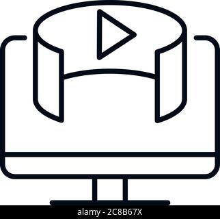 360 degree computer technology digital virtual linear style icon design vector illustration Stock Vector