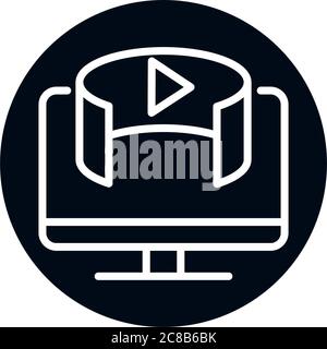 360 degree computer technology digital virtual block and line style icon design vector illustration Stock Vector