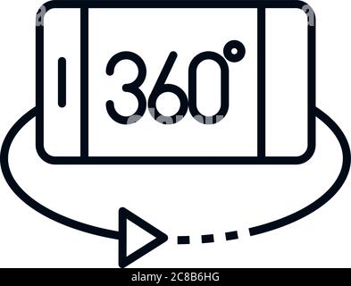 360 degree view virtual tour linear style icon design vector illustration Stock Vector