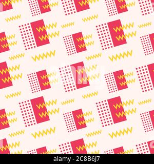 square with zigzag line seamless pattern vector illustration background memphis style Stock Vector