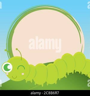 Cute worm cartoon Stock Vector