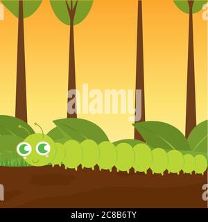 Cute worm cartoon Stock Vector