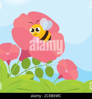 Cute bees cartoon Stock Vector