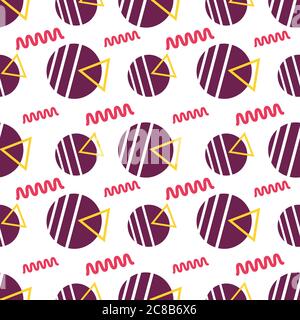 circle with triangle line seamless pattern vector illustration background memphis style Stock Vector