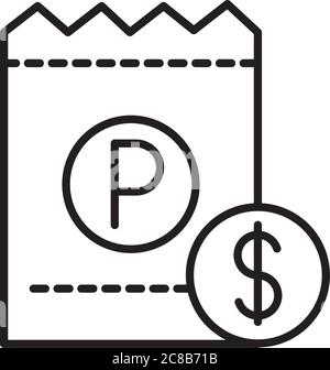 parking ticket money transport line style icon design vector illustration Stock Vector
