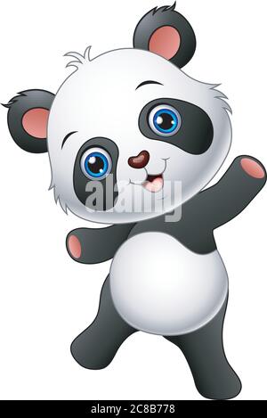 illustration of  Cartoon panda presenting Stock Vector