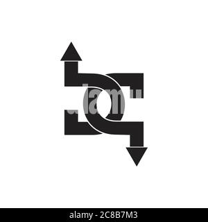 letter bq simple linked geometric logo vector Stock Vector