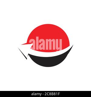 geometric round planet global negative space logo vector Stock Vector