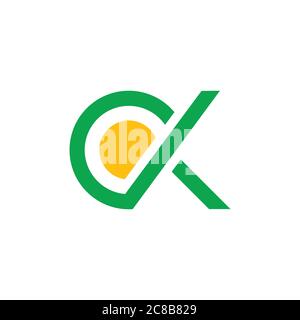 letters ck circle geometric line logo vector Stock Vector