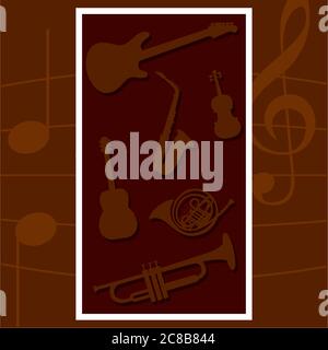 Silhouette of a musical instruments Stock Vector