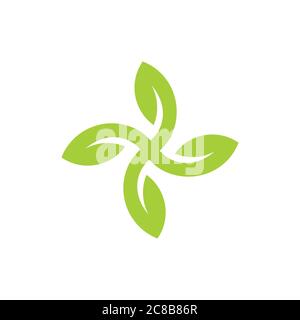 abstract propeller green leaf geometric logo vector Stock Vector