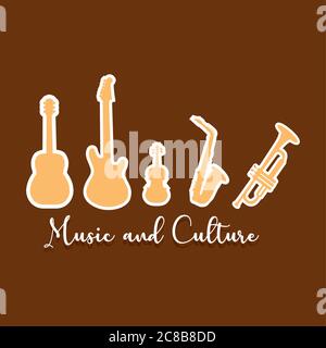 Silhouette of a musical instruments Stock Vector