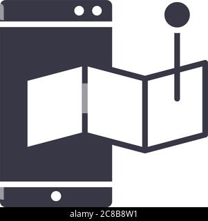 smartphone with pin location silhouette style icon Stock Vector Image ...