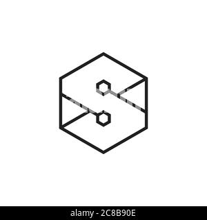 letter s thin lines hexagon logo vector Stock Vector