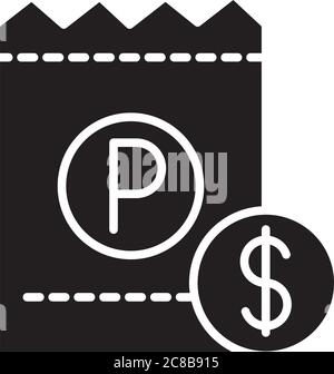 parking ticket money transport silhouette style icon design vector illustration Stock Vector