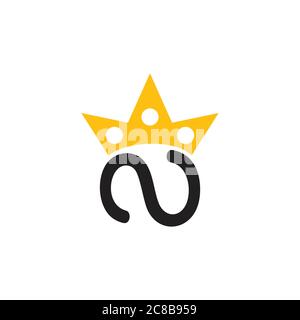 letter n gold crown simple geometric logo Stock Vector