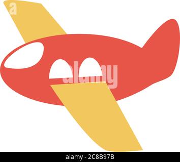 plastic plane toy object for small children to play, flat style cartoon vector illustration Stock Vector