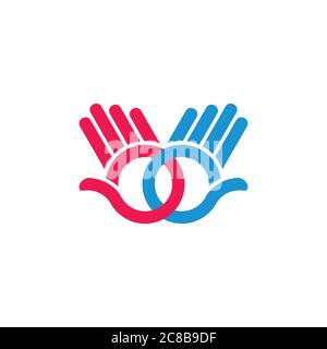 linked hand palm hi colorful symbol decoration vector Stock Vector