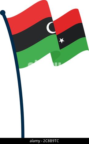Waving flag of Libya Stock Vector