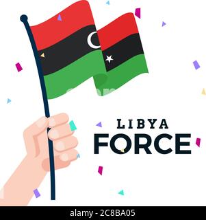 Waving flag of Libya Stock Vector
