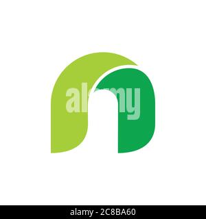 letter n curves 3d design logo vector Stock Vector